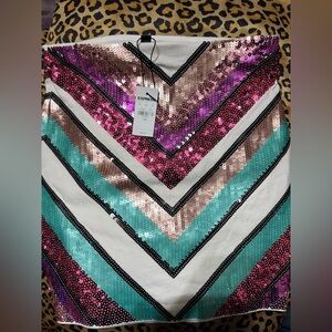 Express Multicolor Sequin Skirt